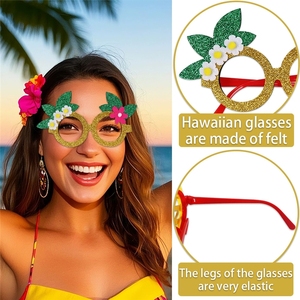Lunettes de fête hawaïennes, accessoires amusants pour l'été et les fêtes Luau, accessoires photo, montures de lunettes ananas, palmier, perroquet - Product Image 4