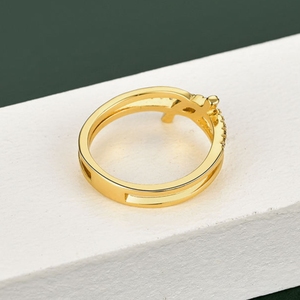 Women's Trendy 18K <b>Gold</b> Plated Copper Fashion <b>Rings</b> Personalized Knotted <b>Zirconia</b> - Product Image 5