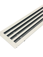 Diffuseur d'air linéaire carré à lame noire et cadre blanc en aluminium pour ventilation de plafond de climatisation centrale