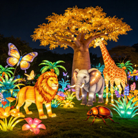 Maßgefertigte Große Outdoor-LED-Tierlaternen Handgefertigte Wasserdichte Zigong-Lichtfestival-Dekoration für Schulbeginn Ramadan Giraffe Löwe
