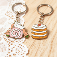 Porte-clés en émail dur, motif lapin dessin animé mignon et adorable, thème dessert et gâteau, idéal pour la décoration de sacs et sacoches, cadeau