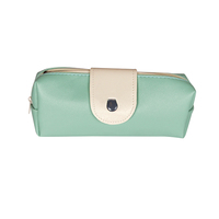 Étui à crayons en cuir PU vert imperméable, adorable, fabriqué en Chine, avec fermeture éclair et boucle, pour filles.