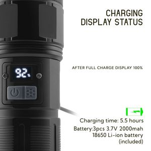 Sáng chim <span class=keywords><strong>1800</strong></span> lumens cao mạnh mẽ không thấm nước nhôm Led <span class=keywords><strong>Torch</strong></span> chiến thuật Telescopic Zoom có thể sạc lại COB đèn Pin - Product Image 4