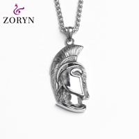 Pendentif Casque de Guerrier Spartan en Acier Inoxydable, Bijou de Mode pour Hommes, Style Grec Ancien, Viking, Motard, Occulte, Gothique, en Acier Titane