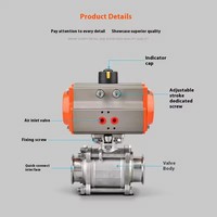 Vanne à boisseau sphérique à trois pièces à chargement rapide, personnalisée, en acier inoxydable 304, avec joint pneumatique en PTFE, pression de fonctionnement 0,8 MPa