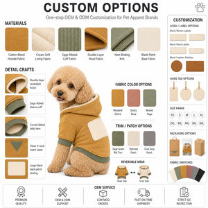 Pull à capuche pour chien doublé polaire, vierge pour personnalisation, avec poignets côtelés contrastants, chaud - Product Image 3