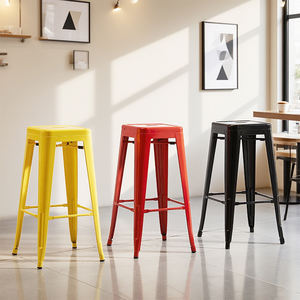 Sillas de comedor apilables más vendidas para el mercado argentino Taburete de Bar de metal de alta calidad - Product Image 4