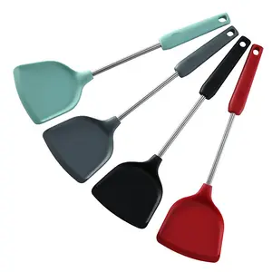 High Heat Resistant Silicone Spatula Non Stick Solid Kitchen Turner Custom Silicone Cooking Spatula With Stainless Steel Handle
