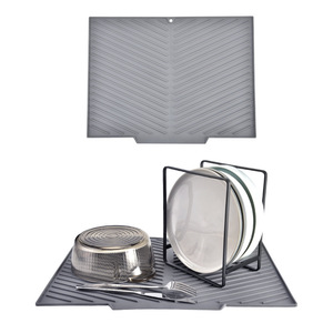 Kitchenware Draining <b>Mat</b> L Gray Non-Slip Rectangular Sink Drain <b>Mat</b> For Kitchen Countertop - Product Image 5