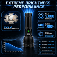 Lampe torche haute luminosité 3000LM 7070 LED, zoomable, pour le camping, la randonnée, longue portée, rechargeable, lampe de recherche extérieure, fournisseur