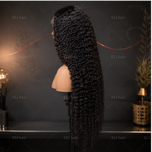Perruque 100% <span class=keywords><strong>Cheveux</strong></span> Humains Bruts Birmans Bouclés Péruviens Sans Colle, Dentelle Pré-Pluckée, Perruque Frontale 13x4 HD, Dentelle HD Effet Peau, Bonnet Respirant - Product Image 4