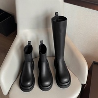 Bottes montantes classiques pour femmes à talon compensé de 4,5 cm en cuir extensible, imperméables, respirantes, légères et confortables – Vente en gros