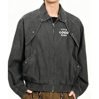 Veste avec logo personnalisé |   Veste de travail rétro américaine à col montant |   Vêtements d'extérieur décontractés unisexes de style Old Money, luxe discret