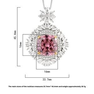 Collar con Colgante Geométrico de Circonia Cúbica Rosa de Corte Cuadrado de 16*16 mm, Diseño de Nido de Pájaro de Cobre Ecológico y Moderno para Mujer - Product Image 6
