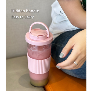 Tasse à paille Tritan à couche unique Poignée portable rétractable Grands trous pour une succion <span class=keywords><strong>facile</strong></span> Tasse à thé et eau au lait perlé - Product Image 6
