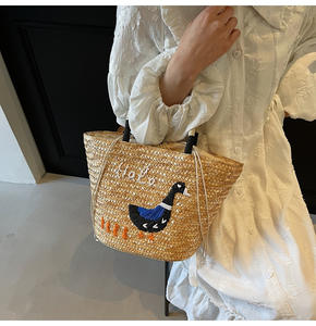 Verano moda estilo al aire libre bordado playa Mujer bolso diferentes tamaños mujeres hombro paja tejido bolsos - Product Image 6