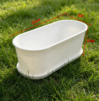 Kit de pots de fleurs rectangulaires arrondis en plastique blanc avec trous de drainage et plateaux de récupération d'eau, état neuf, décoration de jardin, pots de fleurs, jardinière, lot