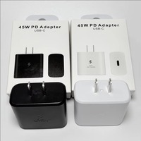 Cargador Rápido de Pared USB-C PD de 45W con Enchufe EU, UK, US y Cable Tipo-C para Teléfonos y Tabletas Samsung S26/S25/S24/S23/S22