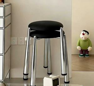 Tabouret empilable en tissu souple pour invités, tabouret de rechange pour usage domestique, tabouret de rangement et de coiffure luxueux et haut de gamme - Product Image 4