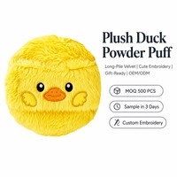JLY Houpette à poudre en forme de canard de dessin animé mignon, en velours à poils longs brodé, pour poudre libre, logo personnalisé, OEM ODM, outil de maquillage, cadeau