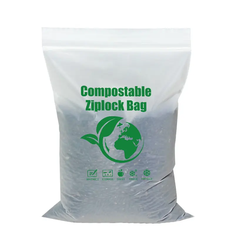 YURUI écologique taille personnalisée PLA compostable biodégradable PLA + PBAT refermable stockage des aliments sacs Ziplock