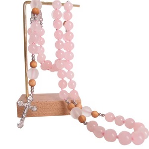 Lot <span class=keywords><strong>de</strong></span> colliers chapelet en quartz rose naturel noués à la main, perles <span class=keywords><strong>de</strong></span> <span class=keywords><strong>prière</strong></span> religieuses, cadeau unisexe pour les détaillants - Product Image 5
