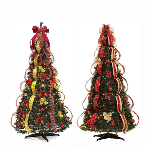 Albero di Natale Artificiale Pieghevole Pre-illuminato e Pre-decorato da 6 Piedi con Luci, Supporto e Accessori - Product Image 2