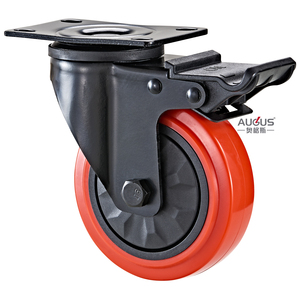 Black Lacquered <strong>4</strong> <strong>5</strong> 6 <strong>Inch</strong> Red PU Caster Wheel for Industrial or <strong>Trolley</strong> - Product Image 4