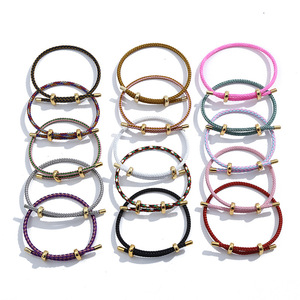 Pulsera de Pareja Ajustable de Acero Inoxidable, Joyería de Diseño, Brazalete Trenzado Fino de Acero Inoxidable - Product Image 2
