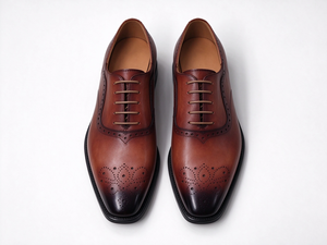 Chaussures habillées Oxford en cuir patiné pour hommes, à lacets, style brogue classique à bout ailé, pour affaires, mariage, bureau et soirée - Product Image 5