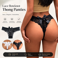 Pakaian Dalam Wanita Grosir ODM Sexy Lace Thong dengan Detail Pita Lucu, Warna dan Ukuran Sesuai Pesanan, Penjualan Panas, G-String Lingerie Panty