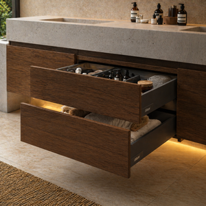 Mobile Bagno di Lusso con <span class=keywords><strong>Doppio</strong></span> Lavabo, Armadietto Salvaspazio Intelligente per Bagno con Lavabo Integrato - Product Image 4