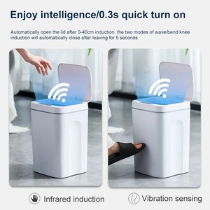 Poubelle intelligente 16L avec capteur automatique, poubelle sans contact étanche avec lumière LED pour cuisine et salle de bain - Product Image 5