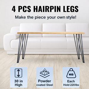 Pieds de table en forme d'épingle à cheveux de 30 pouces, lot de 4 pieds de bureau, capacité de charge de 880 lb, pieds de meubles robustes noirs, DIY, pour table à manger, bureau, EDPTBL019 - Product Image 3