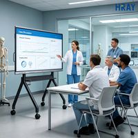 HRAY Pantalla de 86 Pulgadas con Cristal Antirrayas de 4 mm, Interruptor Automático, Soporte para Presentaciones de Cursos Médicos, Compatible con OEM y ODM