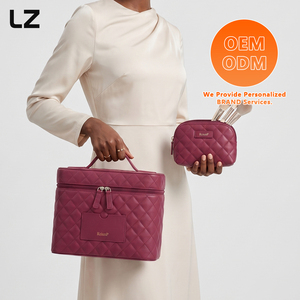 LZ - Estuche Organizador de Maquillaje Personalizado de Cuero PU con Espejo, Divisor Ajustable, Bolsa de Cosméticos Impermeable para Viaje, con Funda para Trolley, para Mujer - Product Image 5