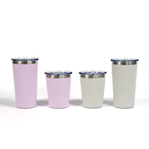 Insulated Stainless Steel Tumbler Cups Wholesale 8oz 12oz Coffee Mug With Plastic Lid