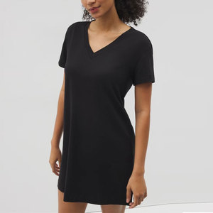 Abito T-Shirt Estivo con Scollo <span class=keywords><strong>a</strong></span> V in Jersey di Cotone Biologico, Pigiama Traspirante Super Morbido, <span class=keywords><strong>Camicia</strong></span> <span class=keywords><strong>da</strong></span> <span class=keywords><strong>Notte</strong></span> per Donne - Product Image 4