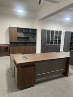 Ensemble de chaise de bureau et bureau en L avec armoire auxiliaire, en PVC, design simple et moderne, usage commercial pour bureau