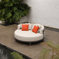 Lit de repos rond de luxe pour extérieur, structure en aluminium, coussin à séchage rapide, lit de jardin, lit de détente pour villa, mobilier d'extérieur pour hôtel et patio