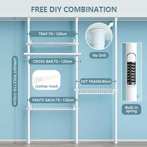 格納式屋内衣類乾燥ラック衣類金属ラック頑丈なスタンディングステンレス鋼衣類ラック - Product Image 4