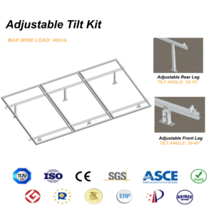 Kit de <span class=keywords><strong>montage</strong></span> solaire triangulaire réglable résistant aux typhons, inclinaison de 10 à 45 degrés, aluminium AL6005-T5 |   ArtSign - Product Image 1