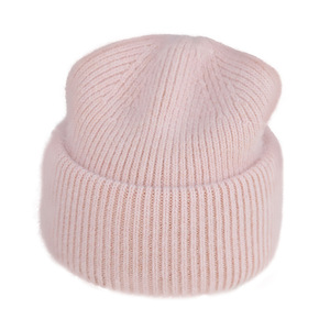 Bonnet en laine de <span class=keywords><strong>lapin</strong></span> <span class=keywords><strong>angora</strong></span> tricoté thermique épais de luxe personnalisé, à la mode pour l'hiver, vente en gros - Product Image 4