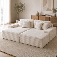 Canapé modulaire convertible en velours rayé épais, garni d'éponge, pour salon d'appartement moderne