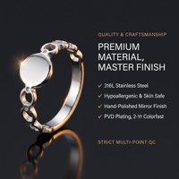 Bague en acier inoxydable vierge personnalisable avec chaîne à maillons gravable pour bijoux DIY