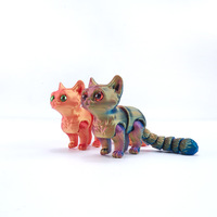Figurine de chat articulée imprimée en 3D, en PLA souple bicolore effet soie, jouet anti-stress, décoration esthétique pour chambre, cadeau