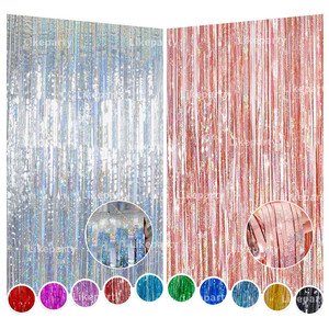 1*2M Laser Foil Curtain Glitter Curtain Backdrop Dynamic Metallic <strong>Streamer</strong> for Baby Birthday Wedding Available From Stock - Product Image 1