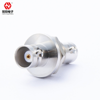 Adaptador de Panel Doble Hembra Coaxial RF Electrónico VIEW IS BNC, Niquelado, 50 Ohm, 1/2-28UENF-2A, Recto, Latón, ROHS, DC-4GHz