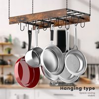 Support suspendu pour pot de cuisine en bois pour plafond Cintres pour pot vintage pour montage au plafond