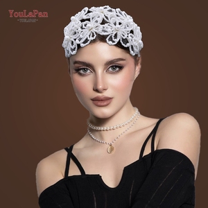 YouLaPan HP695 Couronne de Mariée de Luxe, Design Blanc Délicat, Ornée de Perles et de Cristaux, Accessoire Cheveux Élégant pour Femme, Diadème - Product Image 4